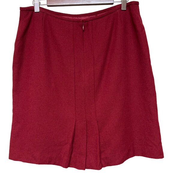 Tahari Women's Skirt Petite Red Wool Blend Pleated Short  Size 12P 12 NEW - Picture 2 of 8